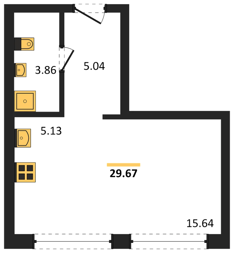 Планировка: Студия, 29,5 м²