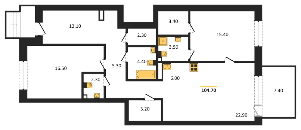 Планировка: 2-комн., 103,5 м²