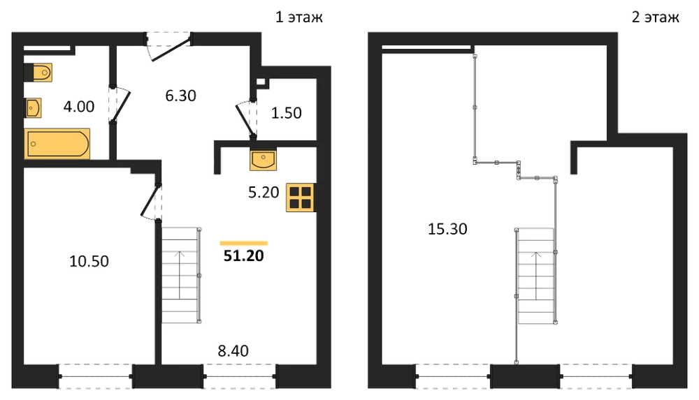 Планировка: 2-комн., 50,8 м²