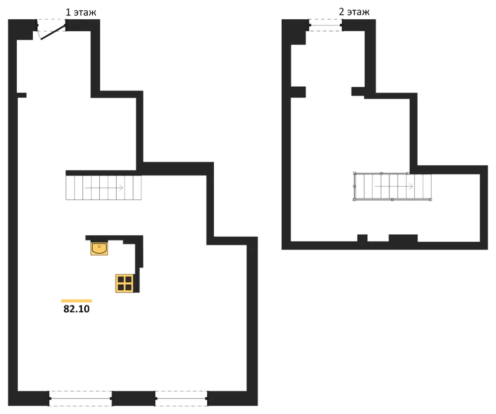 Планировка: 1-комн., 82,1 м²
