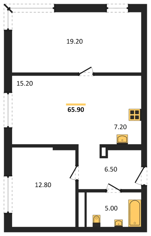 Планировка: 2-комн., 65,9 м²