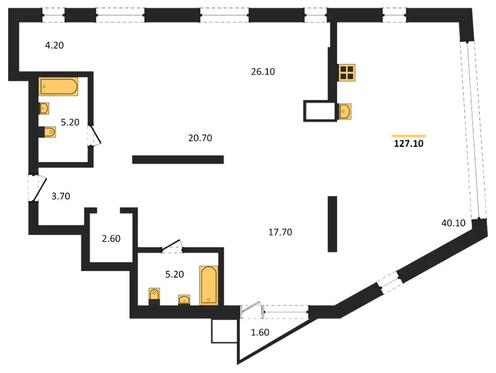 Планировка: Студия, 127,1 м²