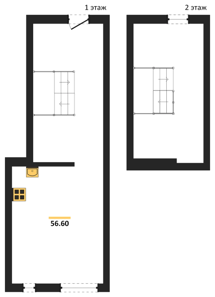 Планировка: 1-комн., 56,6 м²