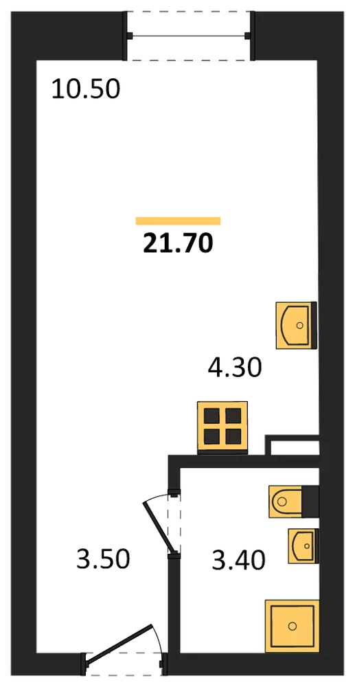 Планировка: Студия, 21,7 м²