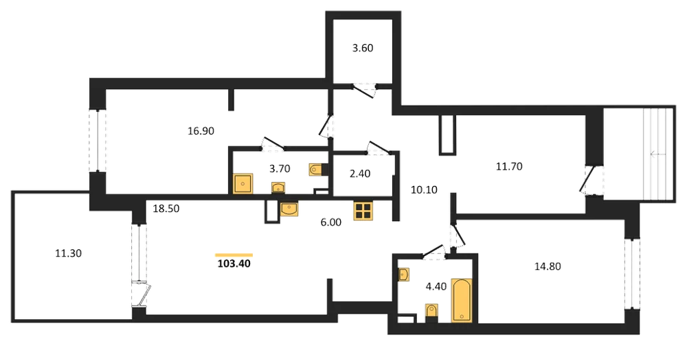 Планировка: 2-комн., 103,4 м²