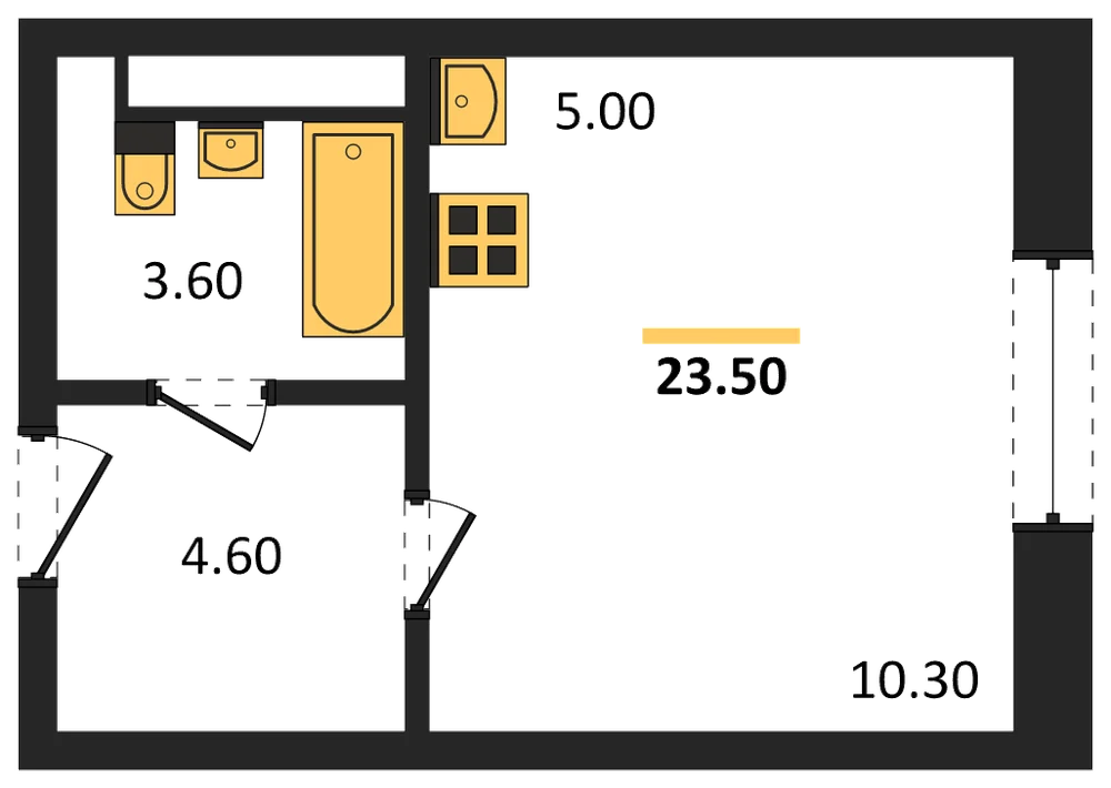 Планировка: Студия, 23,5 м²