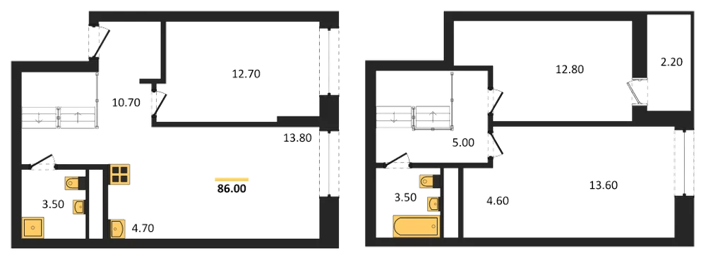 Планировка: 3-комн., 86 м²