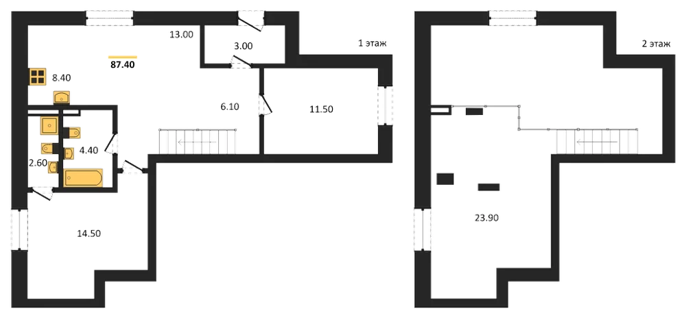 Планировка: 3-комн., 87,2 м²