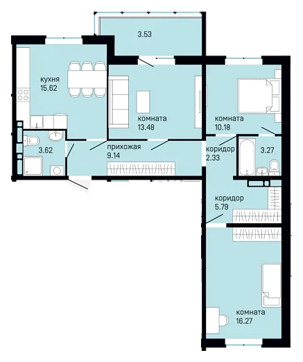 Планировка: 3-комн., 83,2 м²