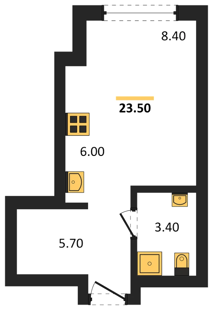 Планировка: Студия, 23,5 м²