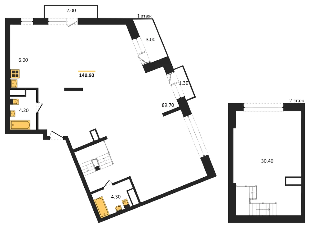 Планировка: Студия, 140,9 м²