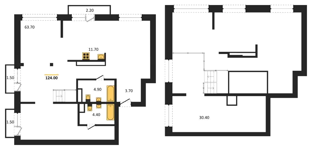 Планировка: 1-комн., 124 м²