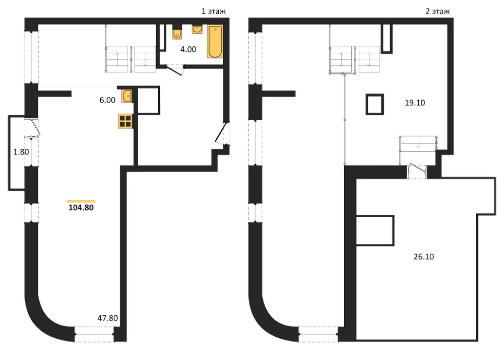 Планировка: Студия, 104,8 м²