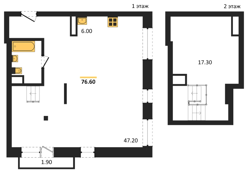 Планировка: Студия, 76,6 м²