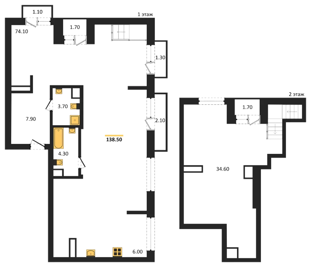 Планировка: Студия, 138,5 м²