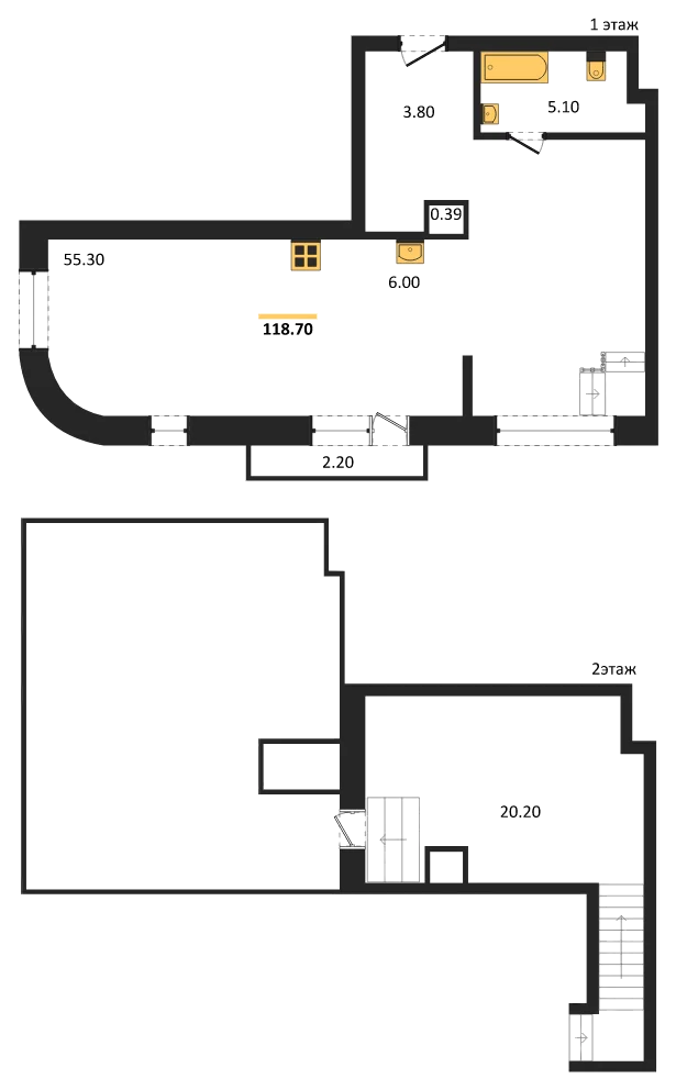 Планировка: Студия, 118,7 м²