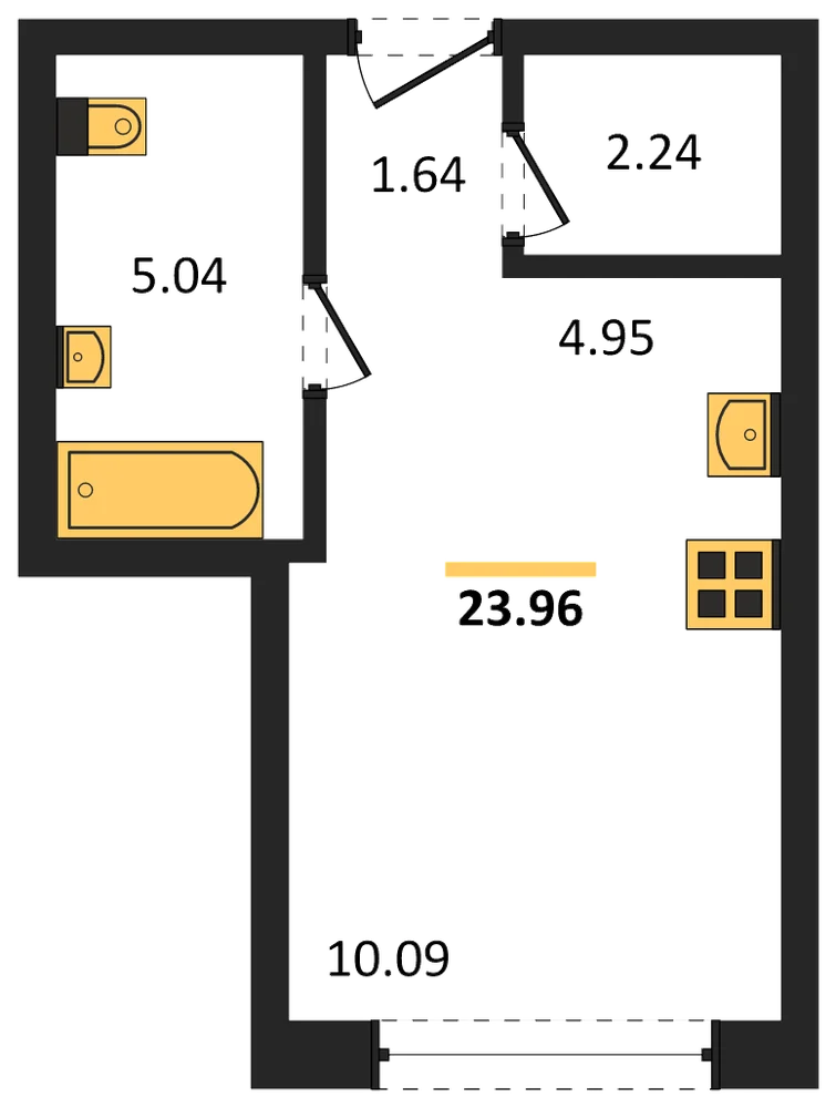 Планировка: Студия, 24 м²