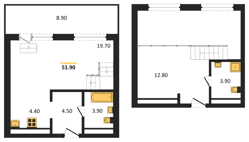 Планировка: 1-комн., 51,9 м²