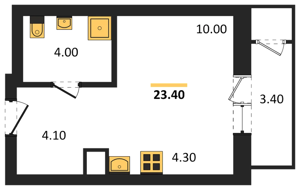 Планировка: Студия, 23,5 м²