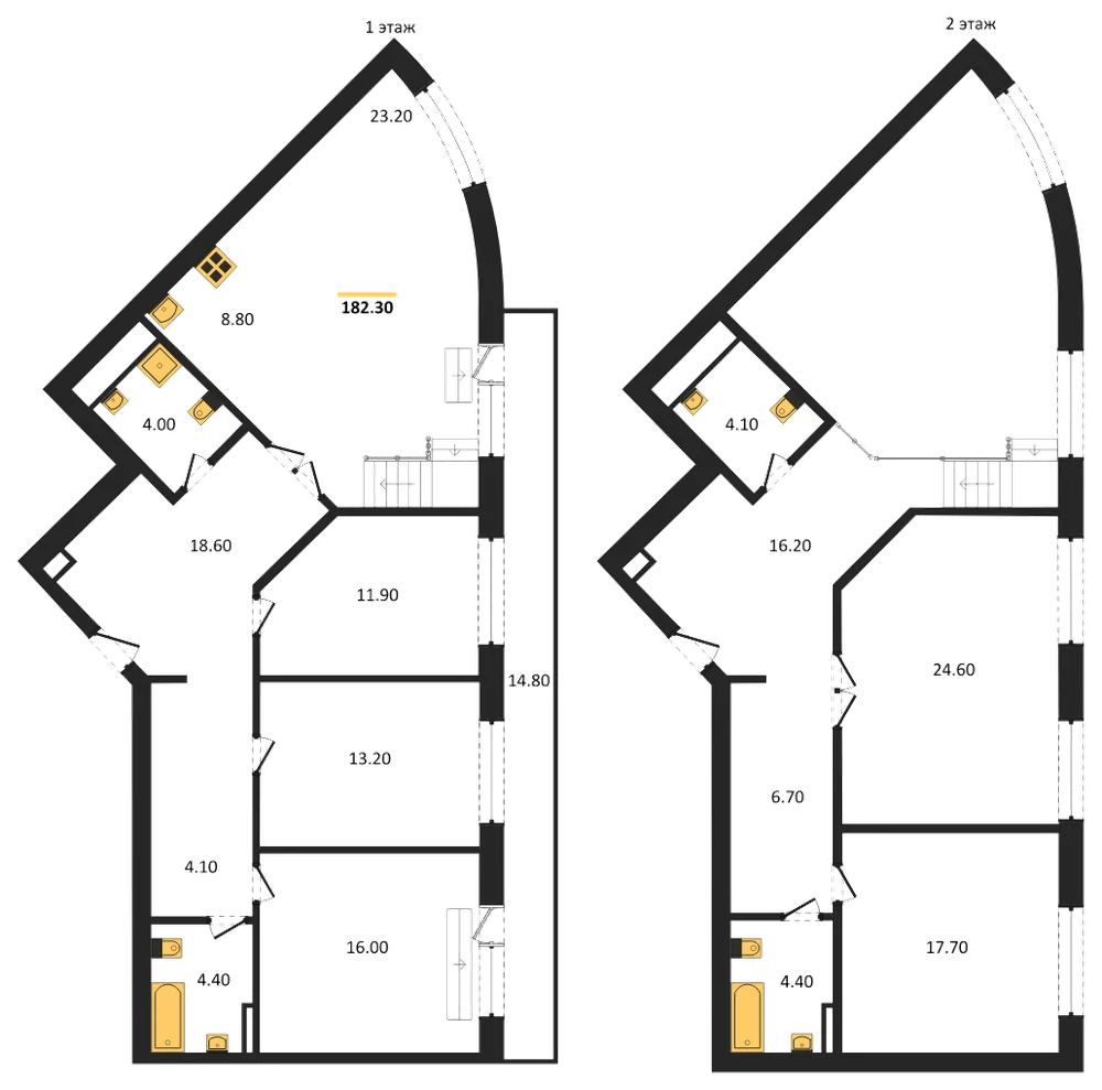 Планировка: 5+ комн., 182,3 м²