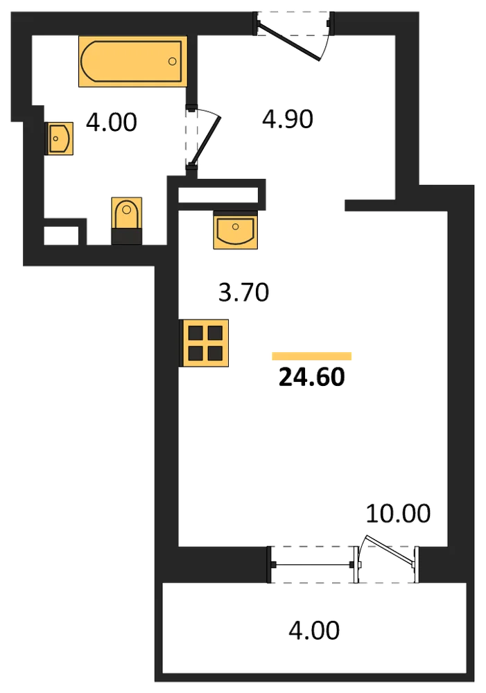 Планировка: Студия, 22,1 м²