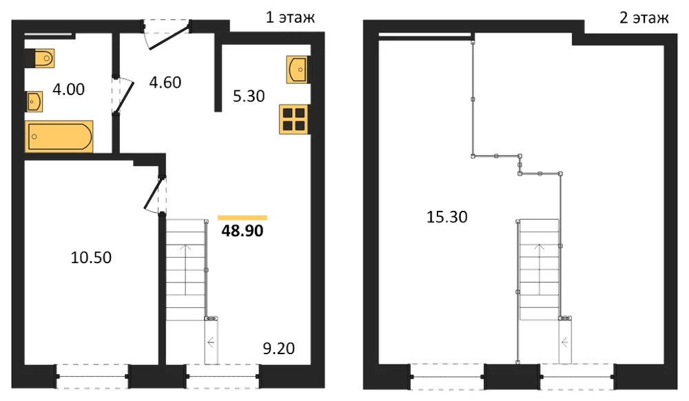 Планировка: 2-комн., 48,8 м²