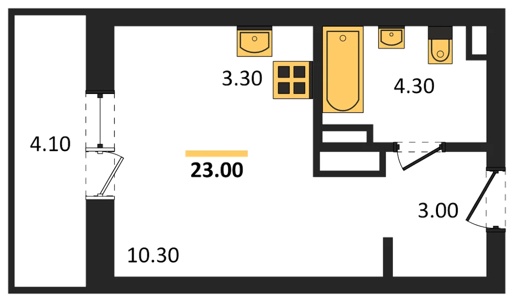 Планировка: Студия, 20,5 м²