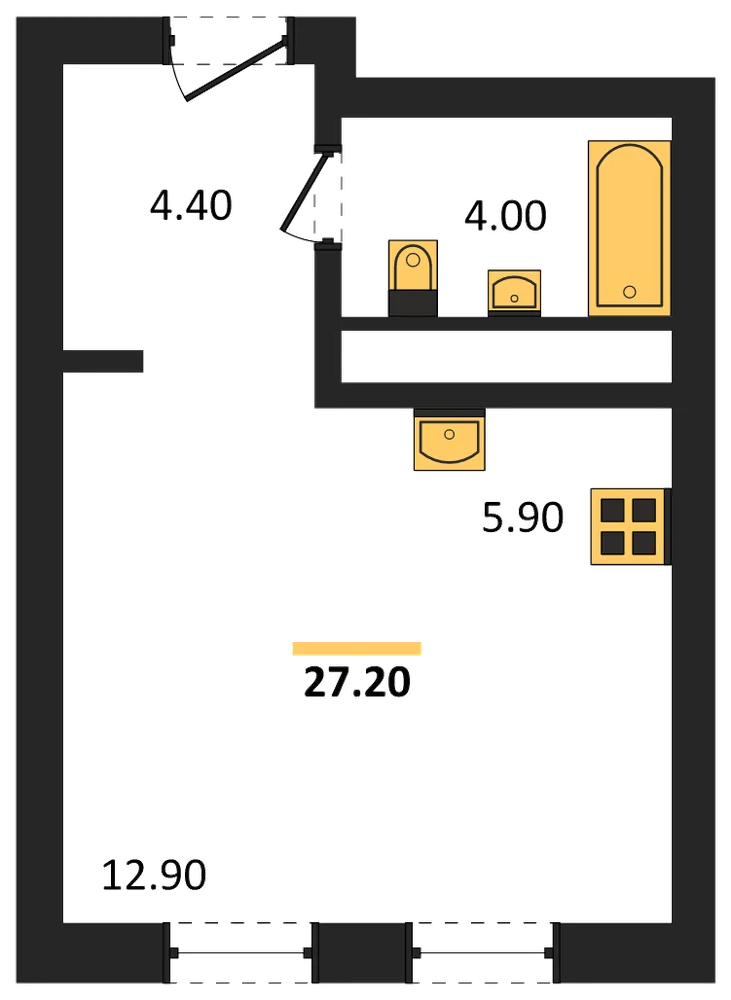 Планировка: Студия, 27,2 м²