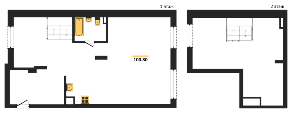 Планировка: 1-комн., 100,8 м²