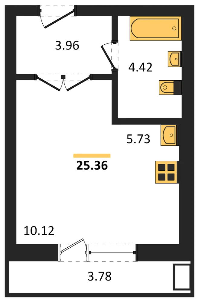 Планировка: Студия, 23,4 м²