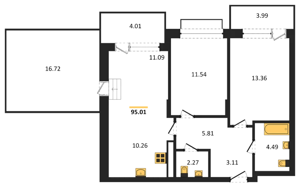 Планировка: 2-комн., 69,9 м²