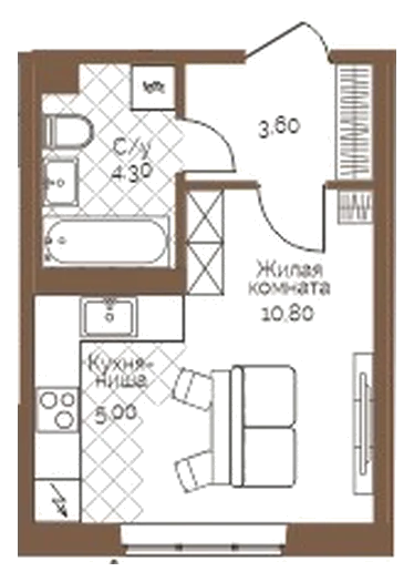 Планировка: Студия, 23,7 м²