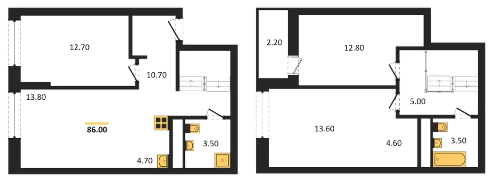 Планировка: 3-комн., 86 м²