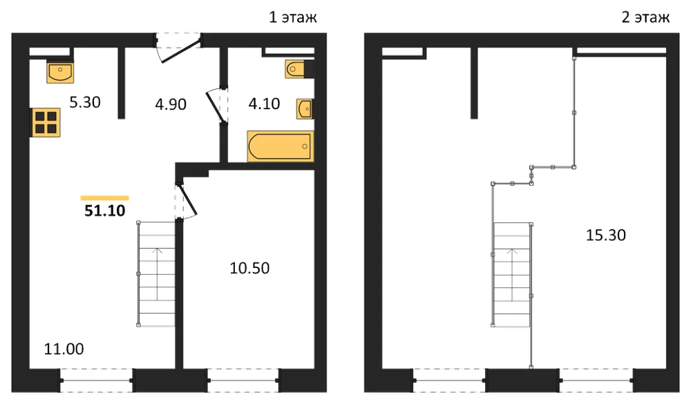 Планировка: 2-комн., 50,7 м²