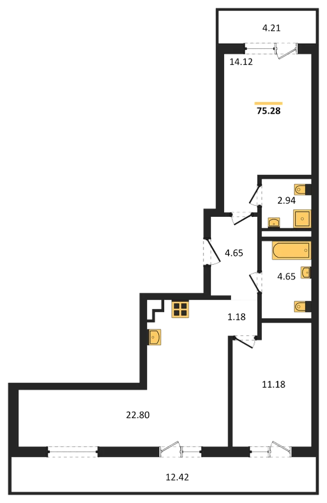 Планировка: 2-комн., 66,2 м²