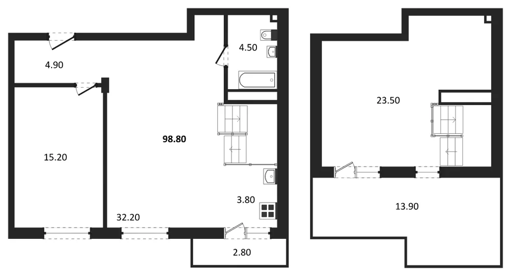 Планировка: 2-комн., 98,2 м²