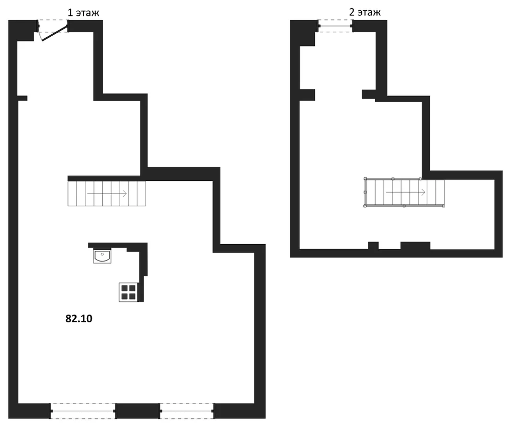 Планировка: 1-комн., 82,1 м²