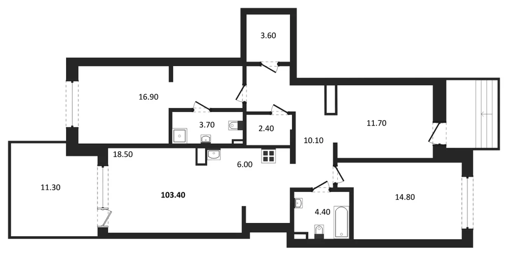 Планировка: 2-комн., 103,4 м²