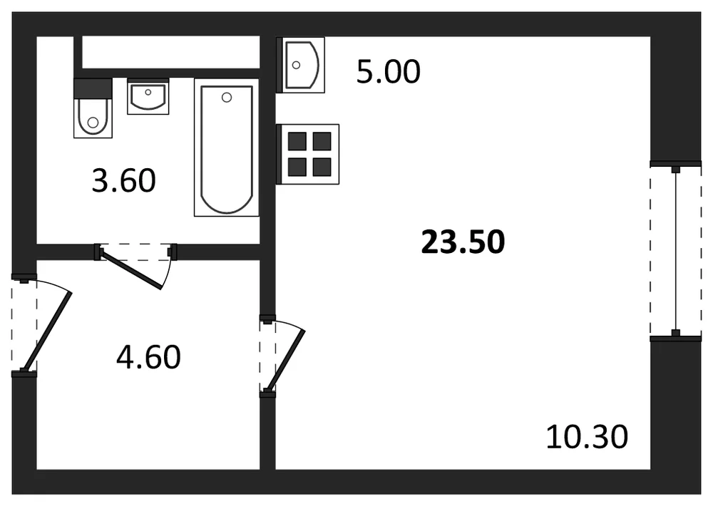 Планировка: Студия, 23,5 м²