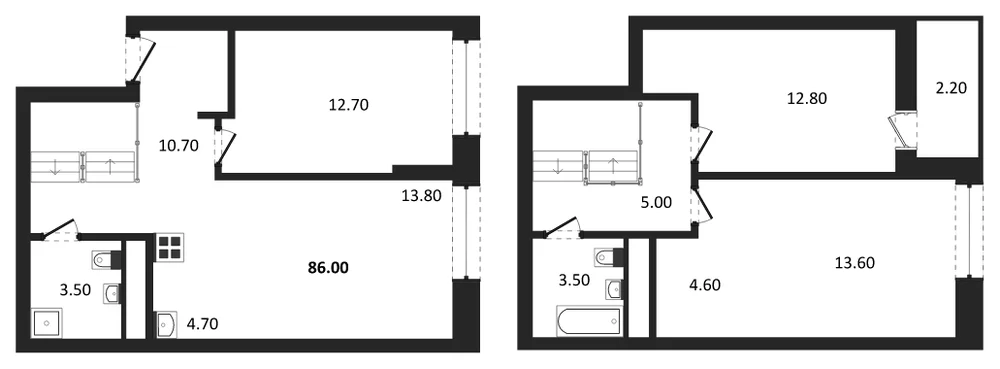 Планировка: 3-комн., 86 м²
