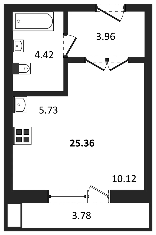 Планировка: Студия, 23,6 м²