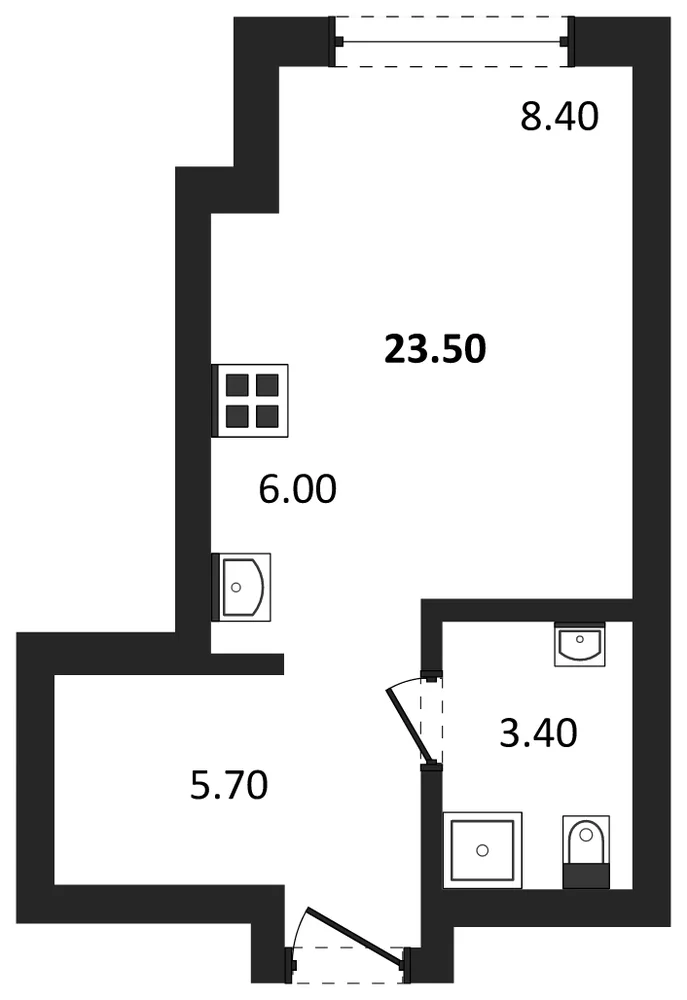 Планировка: Студия, 23,5 м²