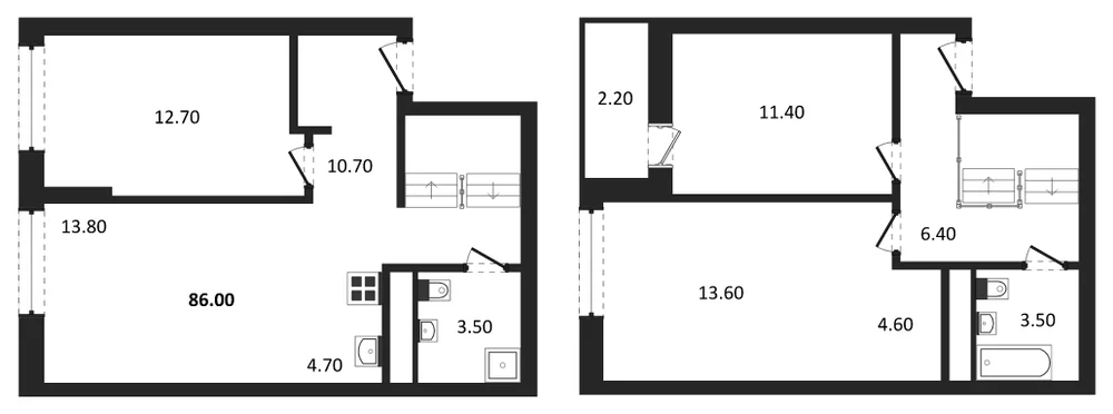 Планировка: 3-комн., 86 м²