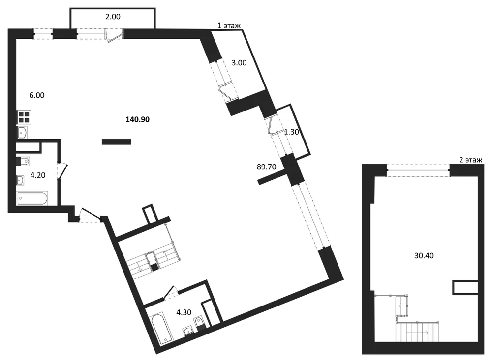 Планировка: Студия, 140,9 м²