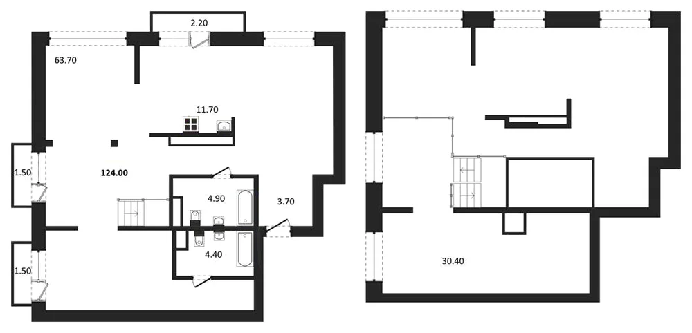 Планировка: 1-комн., 124 м²