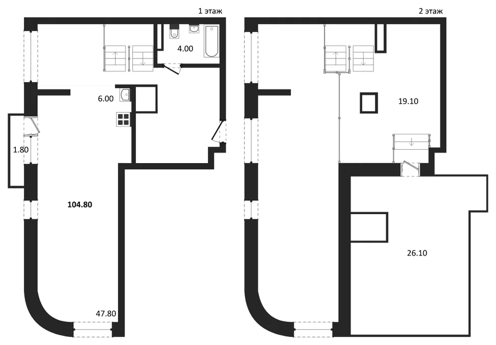 Планировка: Студия, 104,8 м²