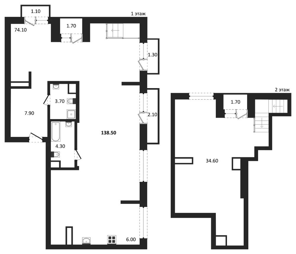 Планировка: Студия, 138,5 м²