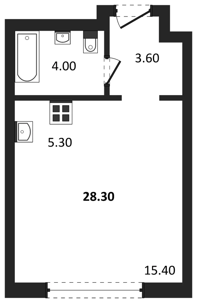 Планировка: Студия, 28,3 м²
