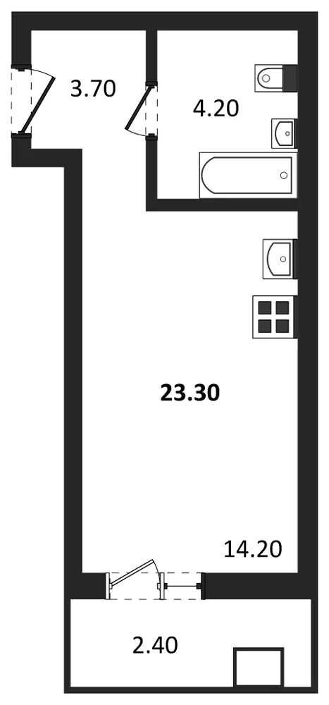 Планировка: Студия, 23,5 м²