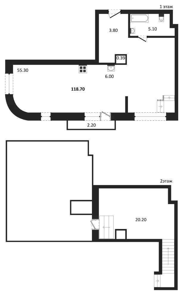 Планировка: Студия, 118,7 м²